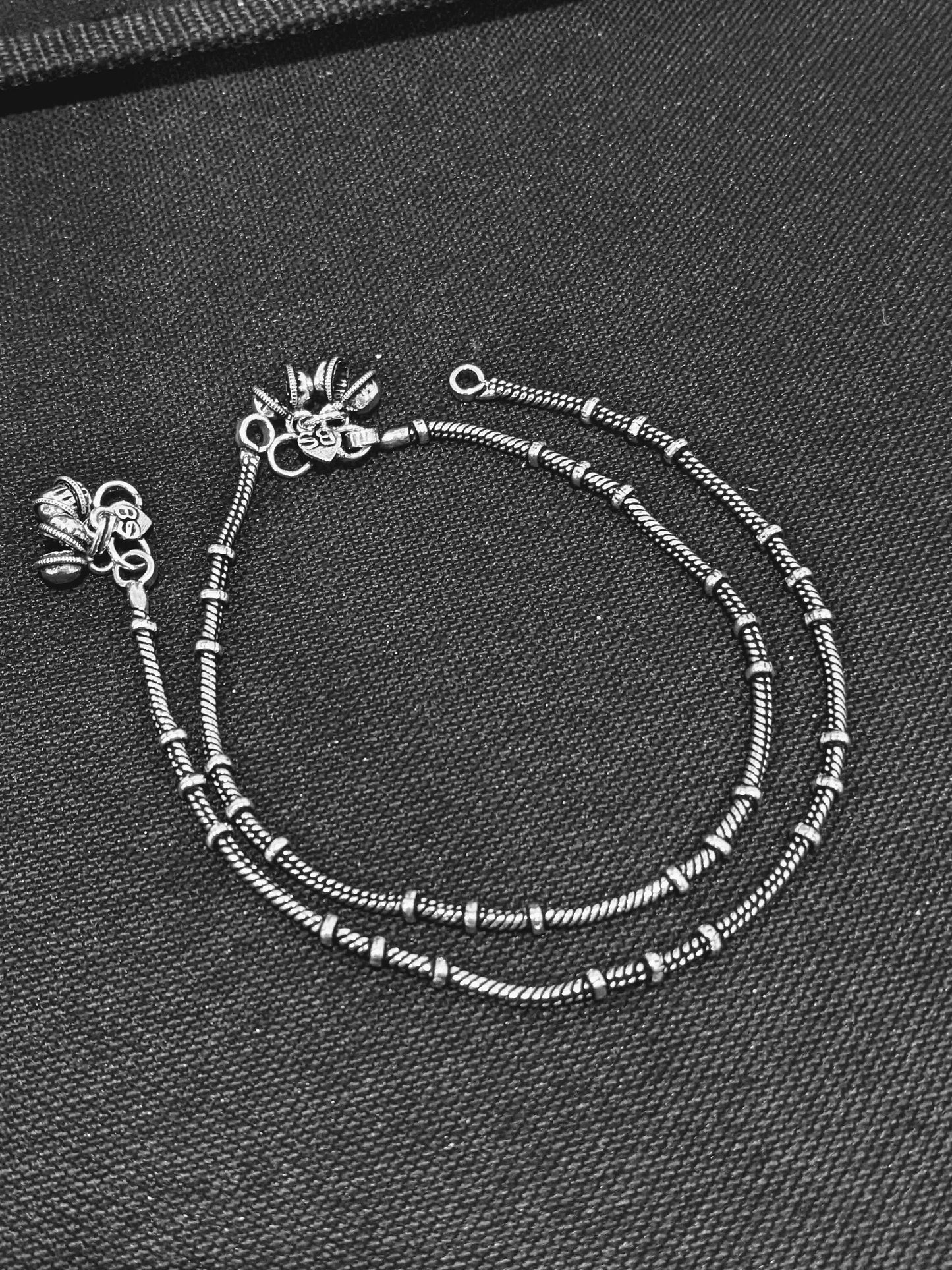 Oxidized Silver lined simple Anklets - Simpliful