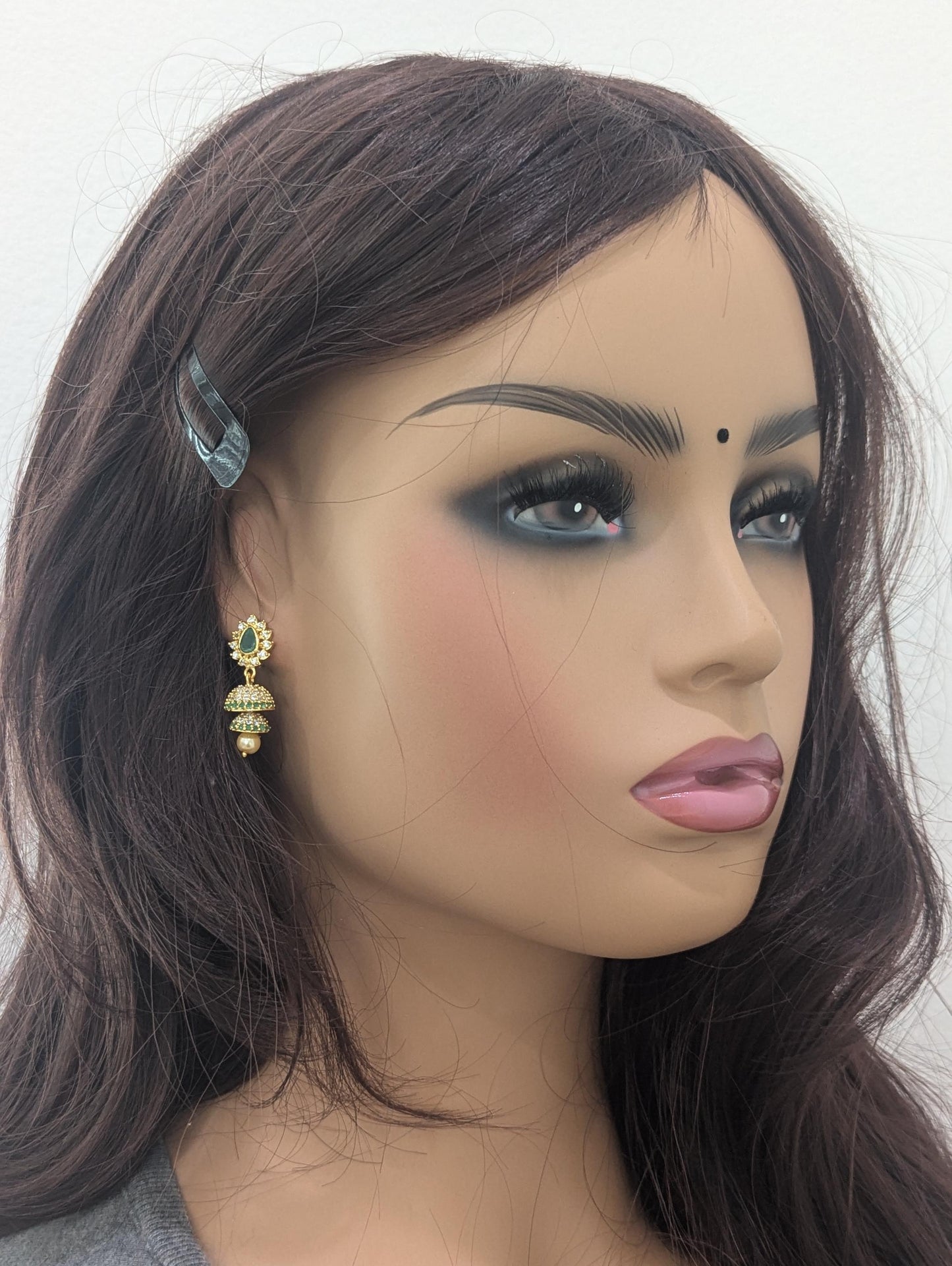 Double layer CZ Jhumka Earrings - Simpliful