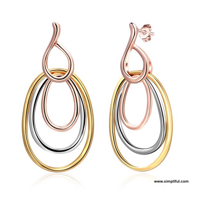 3 tone Oval designer Earring - Simpliful