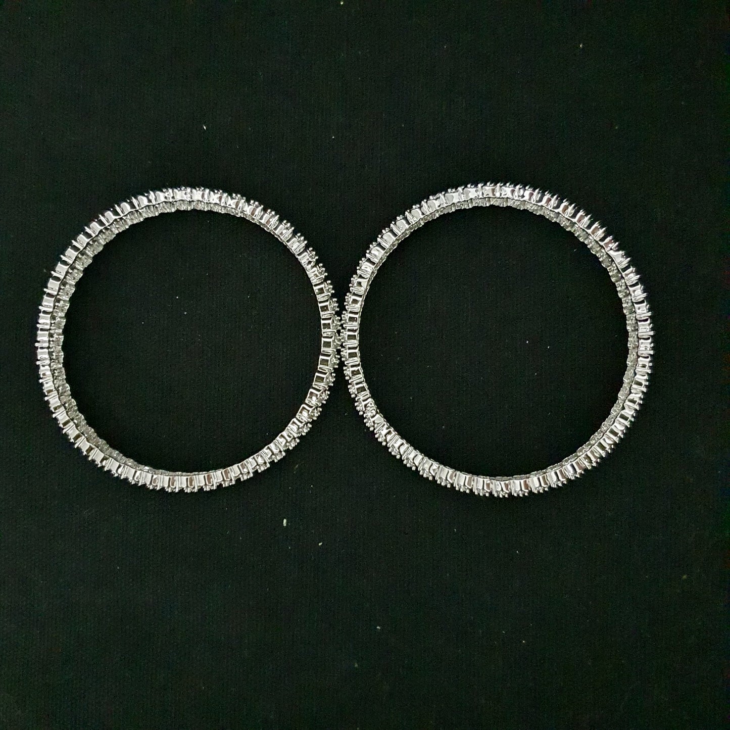 S shape Silver Rhodium plated CZ bangles