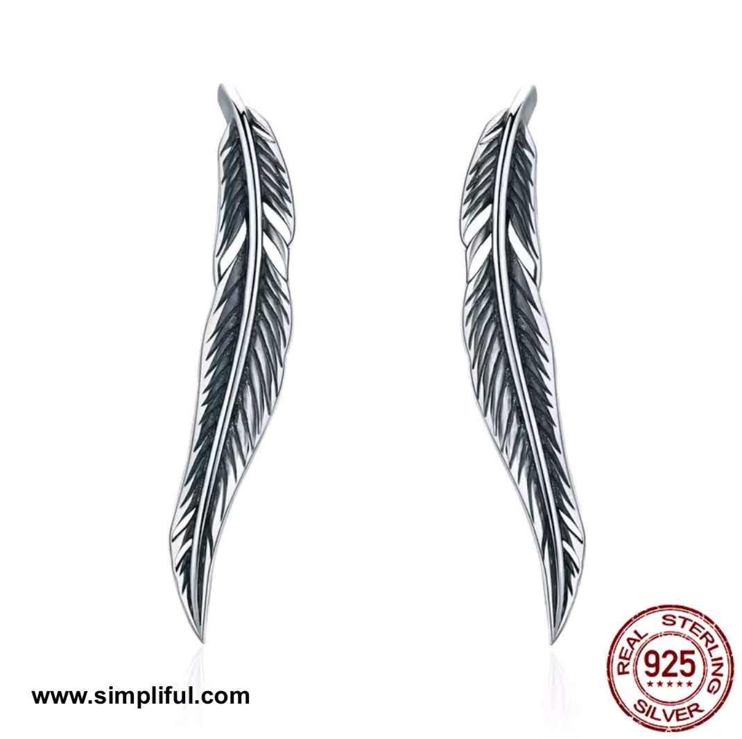 Sterling silver vintage leaf Earring - Simpliful