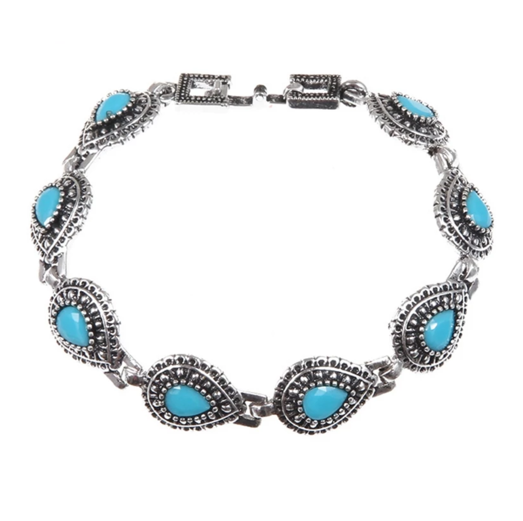 Antique Silver finish tear drop shape Bracelet - Simpliful