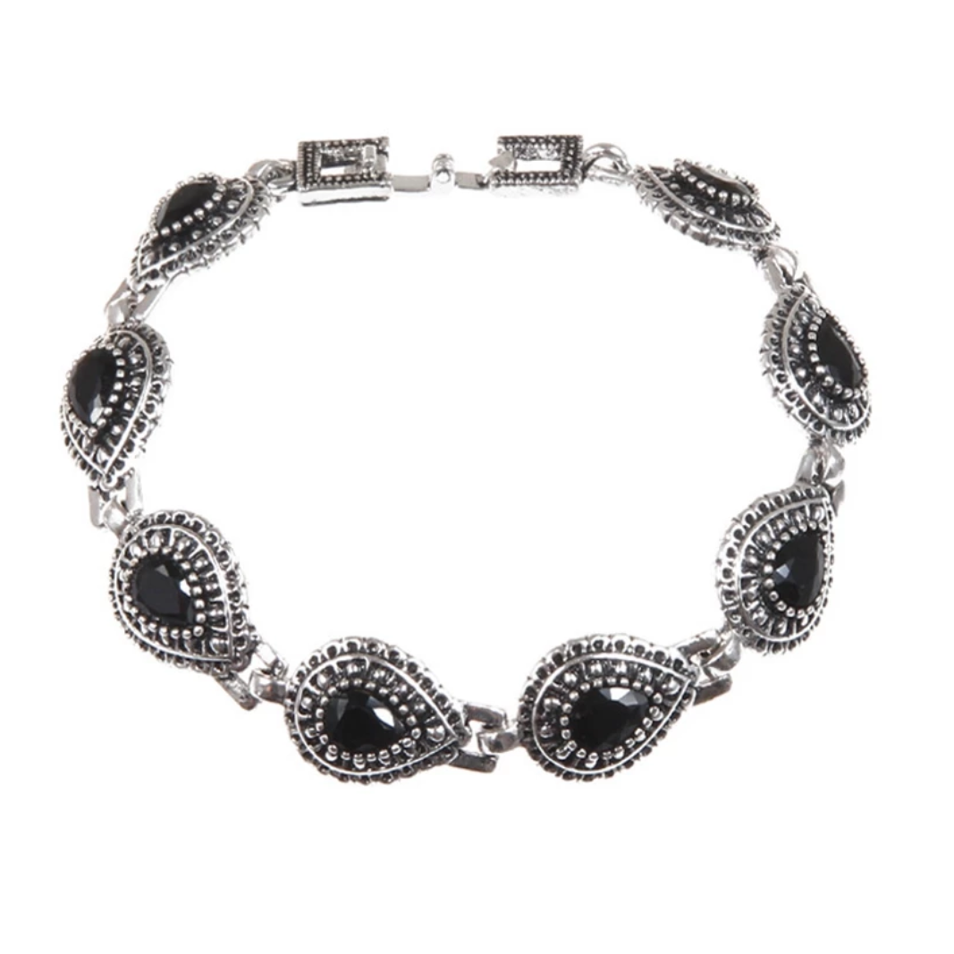 Antique Silver finish tear drop shape Bracelet - Simpliful