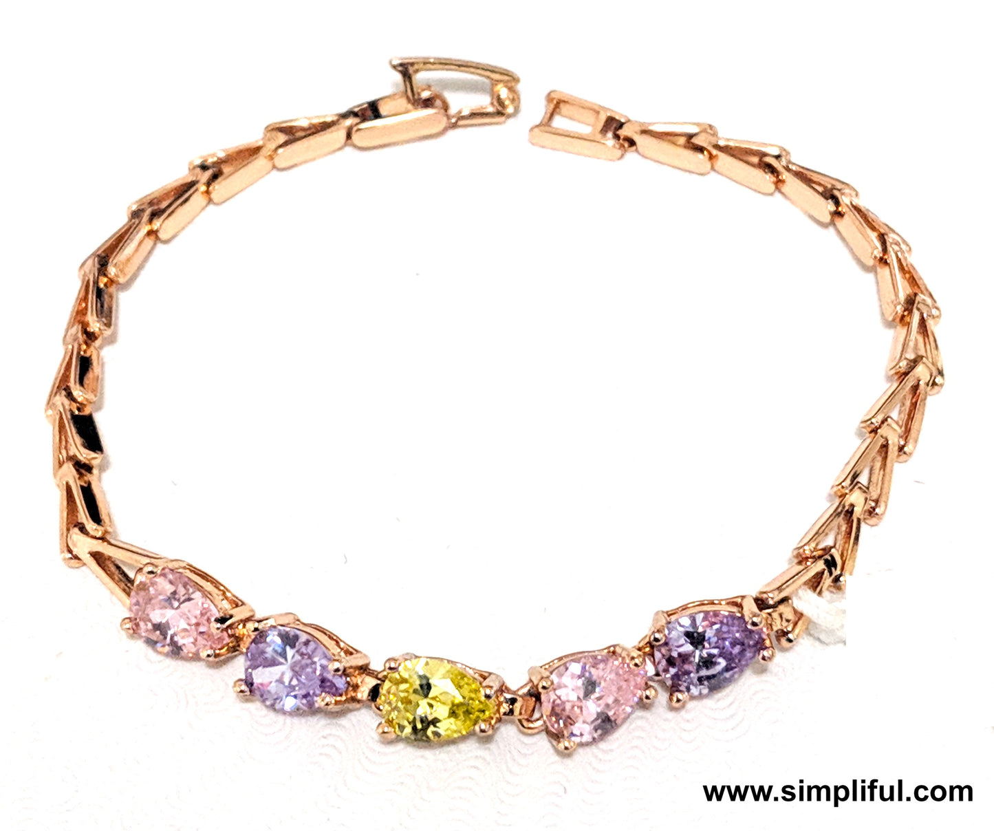 Rose gold finish multi color stone Bracelet - Simpliful
