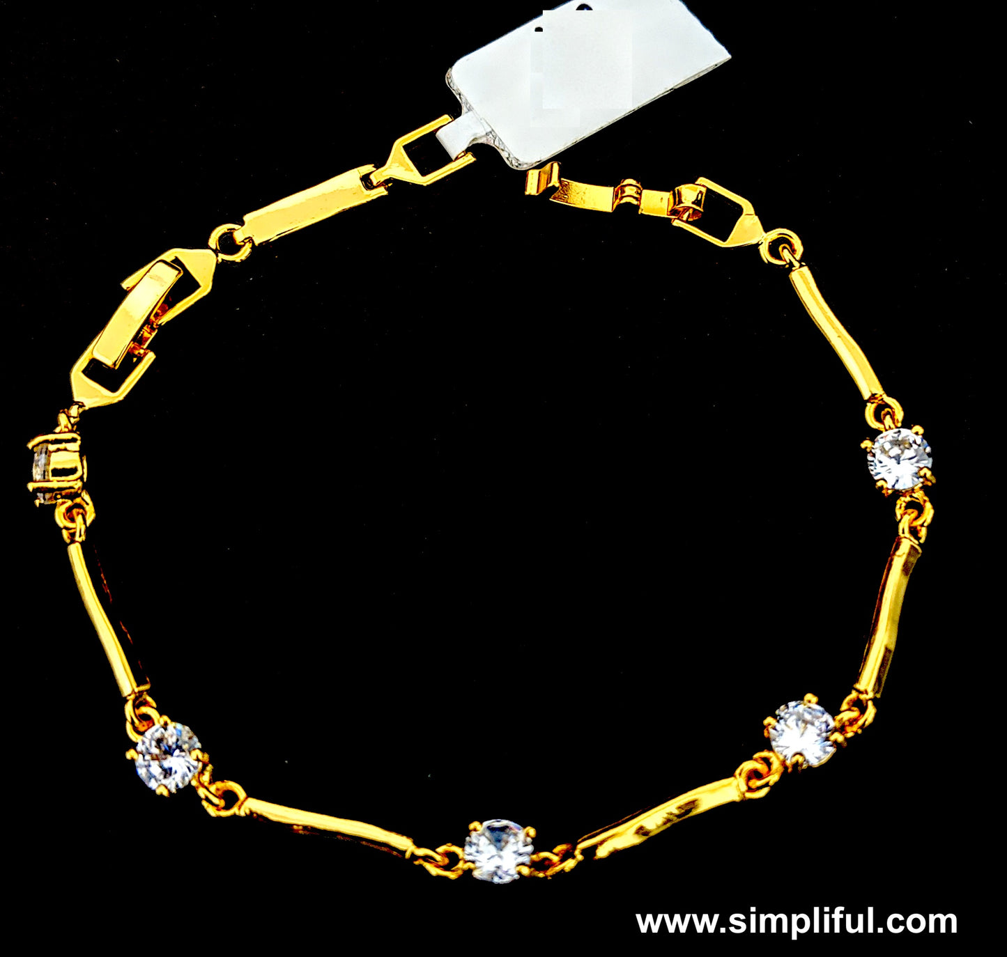 Round white Cz stone gold finish Bracelet - Simpliful