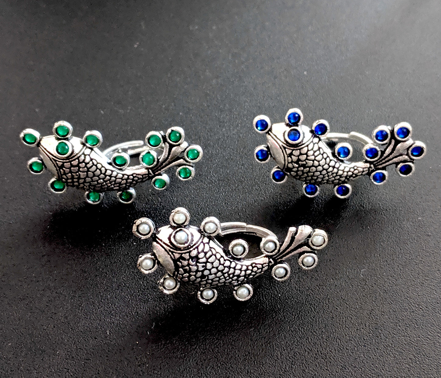 Oxidized Fish design Adjustable Finger ring - Simpliful