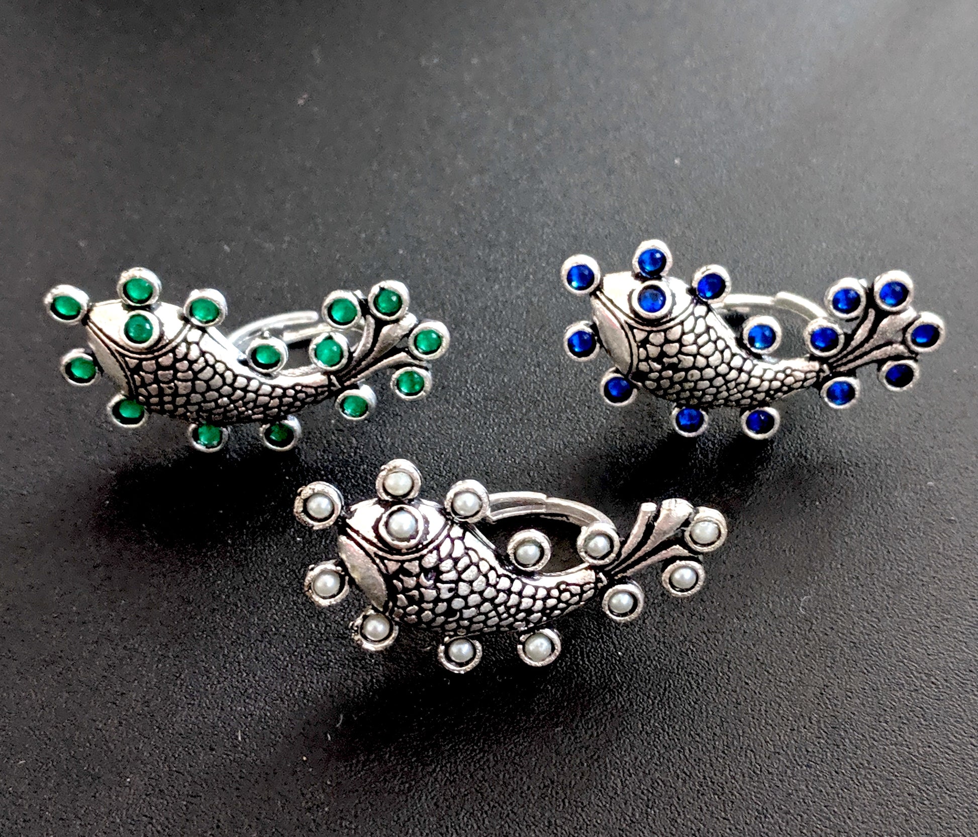 Oxidized Fish design Adjustable Finger ring - Simpliful