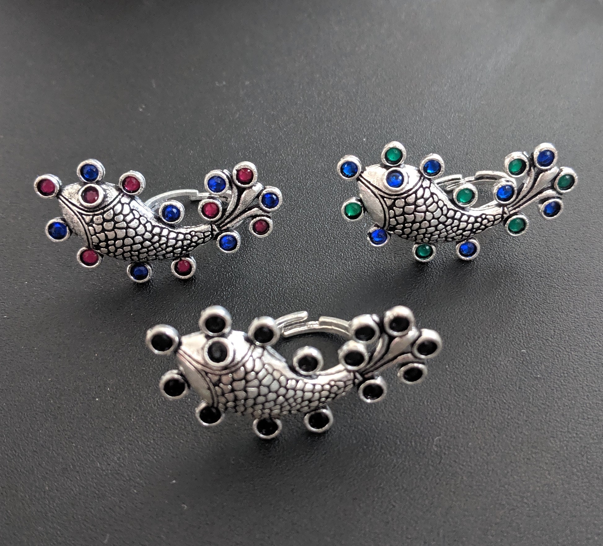 Oxidized Fish design Adjustable Finger ring - Simpliful