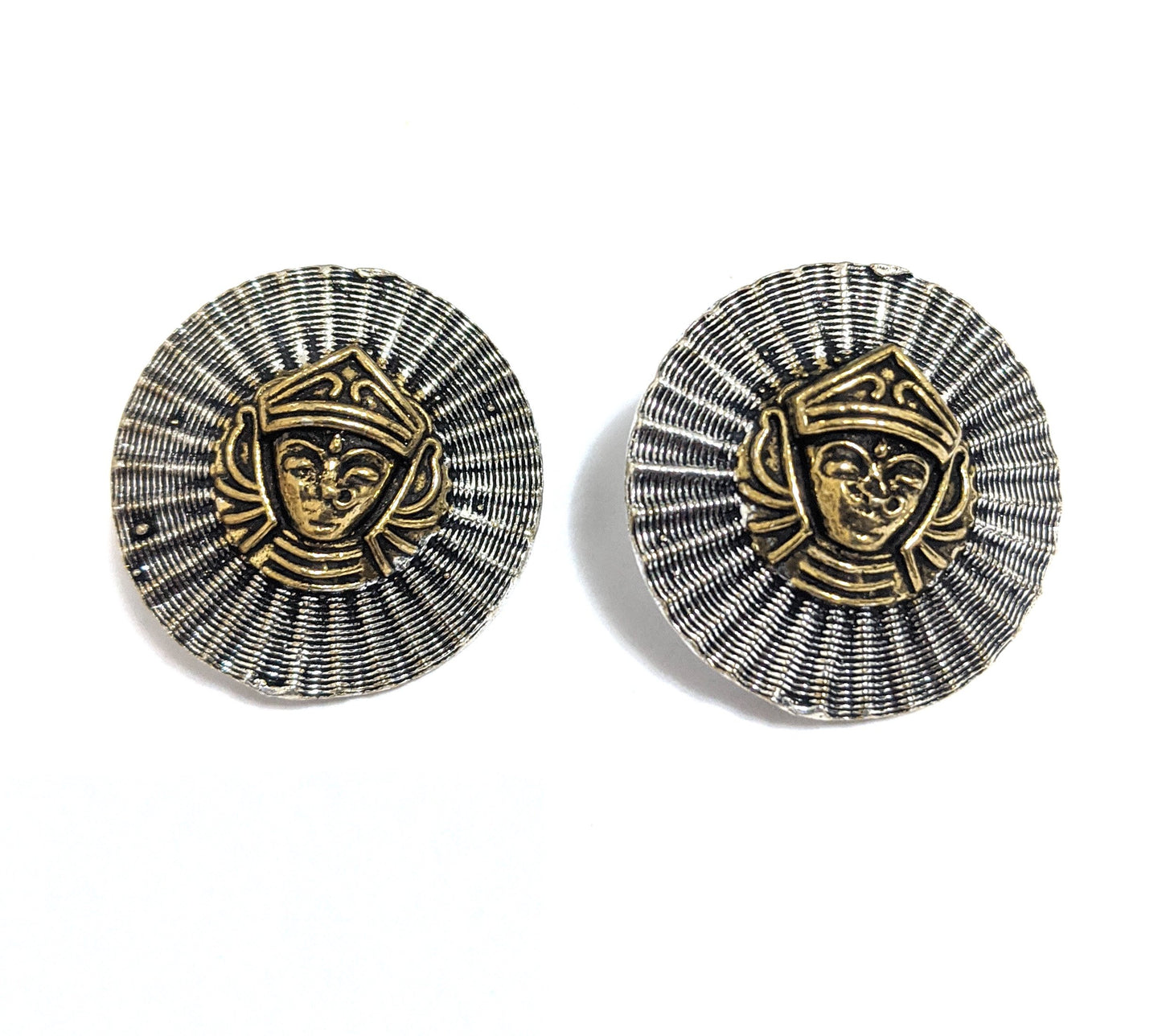 Goddess Durga 2 tone Oxidized Large Stud Earrings