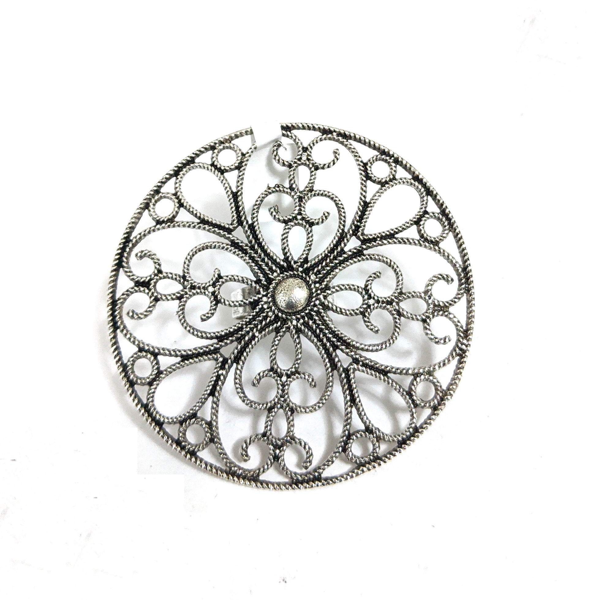XXL Size Oxidized flower Round Adjustable Finger ring - Simpliful