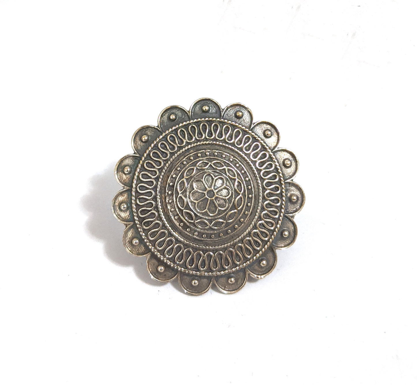 XL size flower design german silver adjustable finger ring - Simpliful