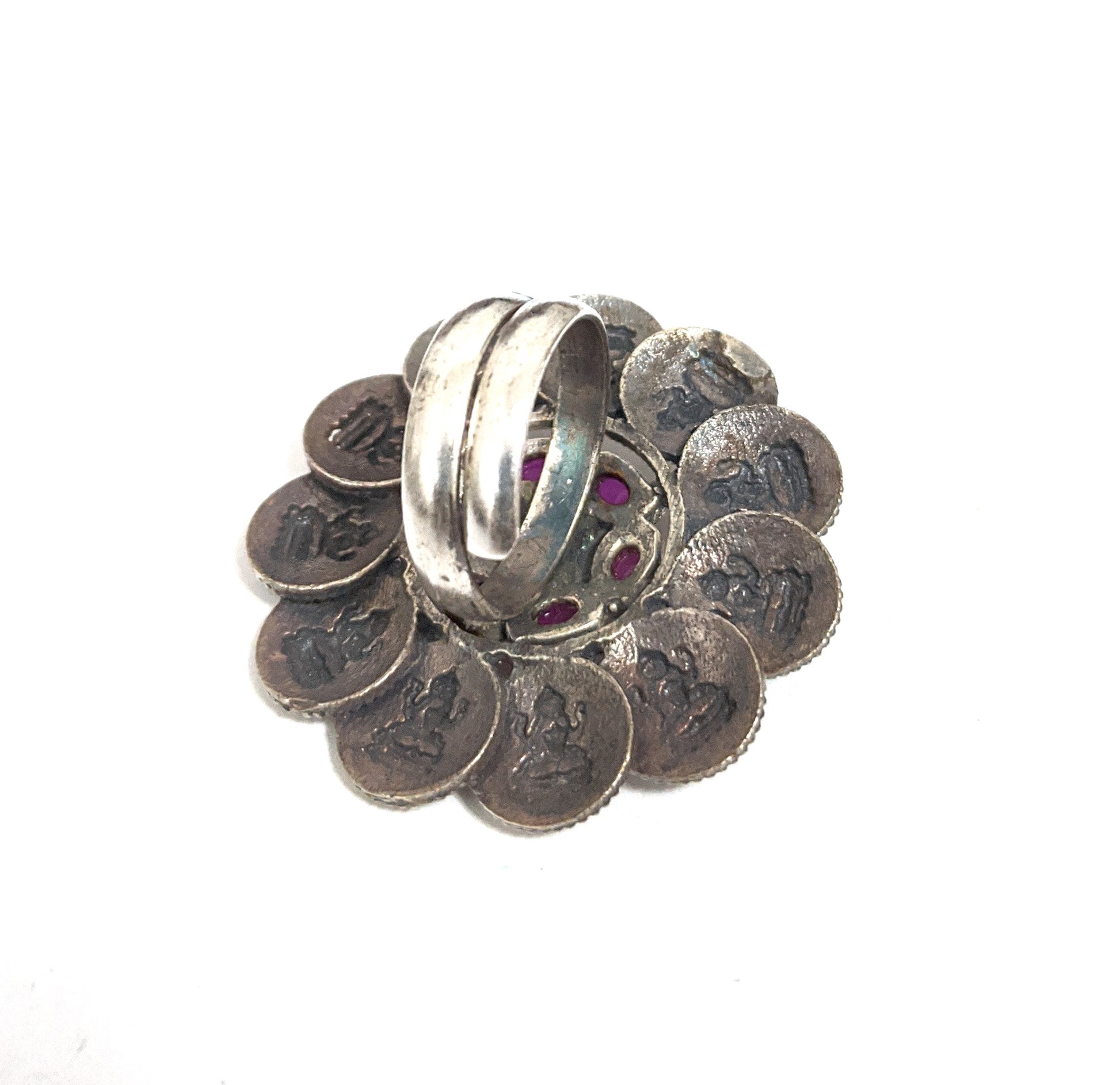 Dual tone German Silver Goddess Lakshmi Adjustable Finger rings - Simpliful