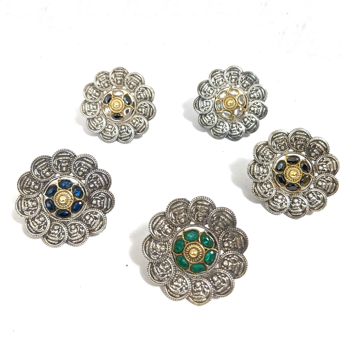 Dual tone German Silver Goddess Lakshmi Adjustable Finger rings - Simpliful