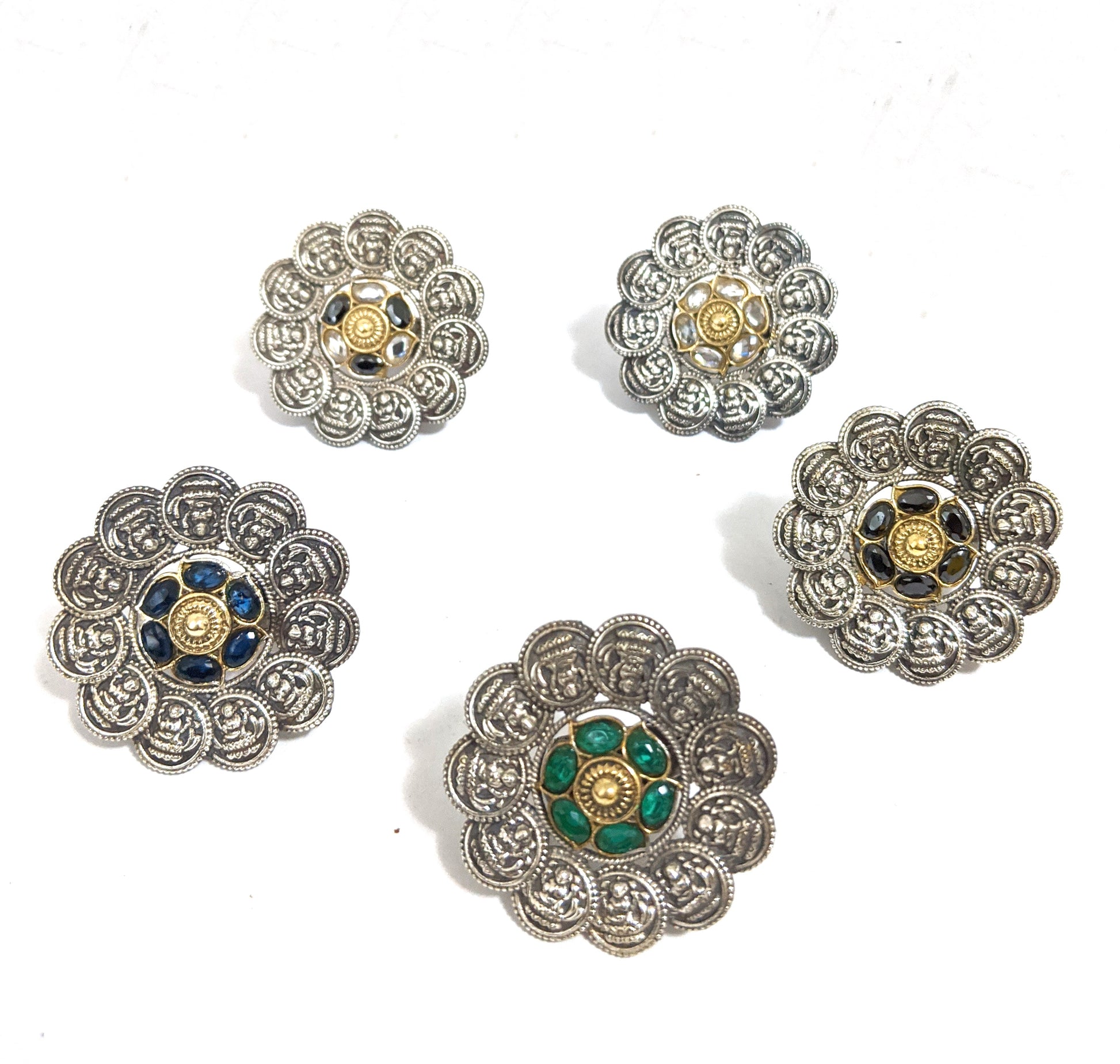 Dual tone German Silver Goddess Lakshmi Adjustable Finger rings - Simpliful