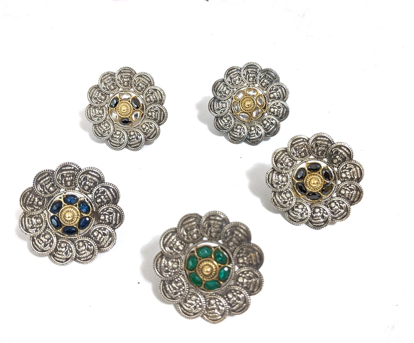 Dual tone German Silver Goddess Lakshmi Adjustable Finger rings - Simpliful