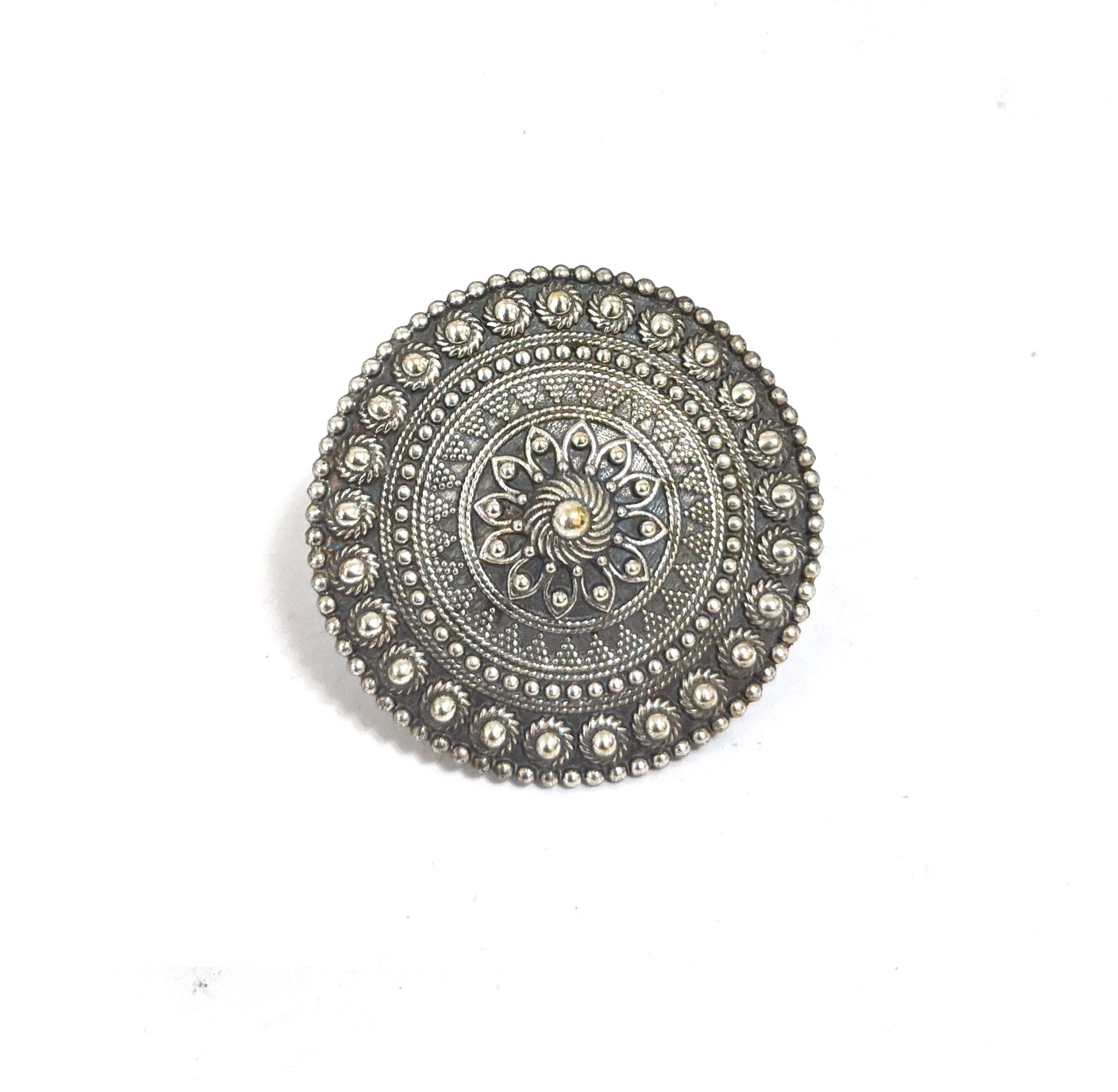 Large size flower design german silver adjustable finger ring - Simpliful