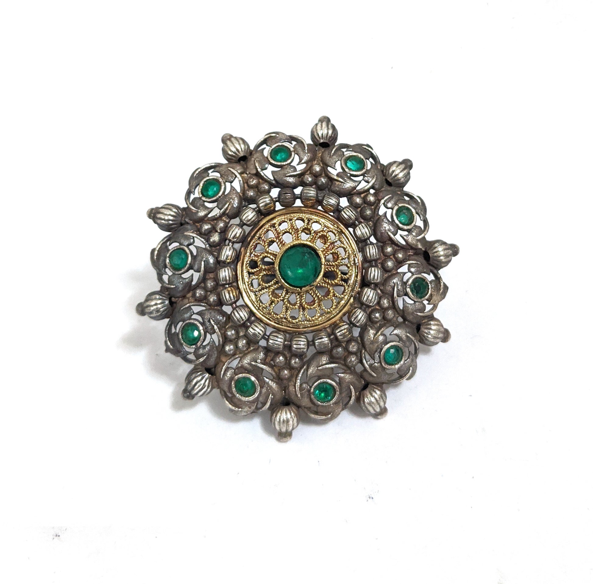 XL Size Dual tone Leaf Round Adjustable Finger ring - Simpliful