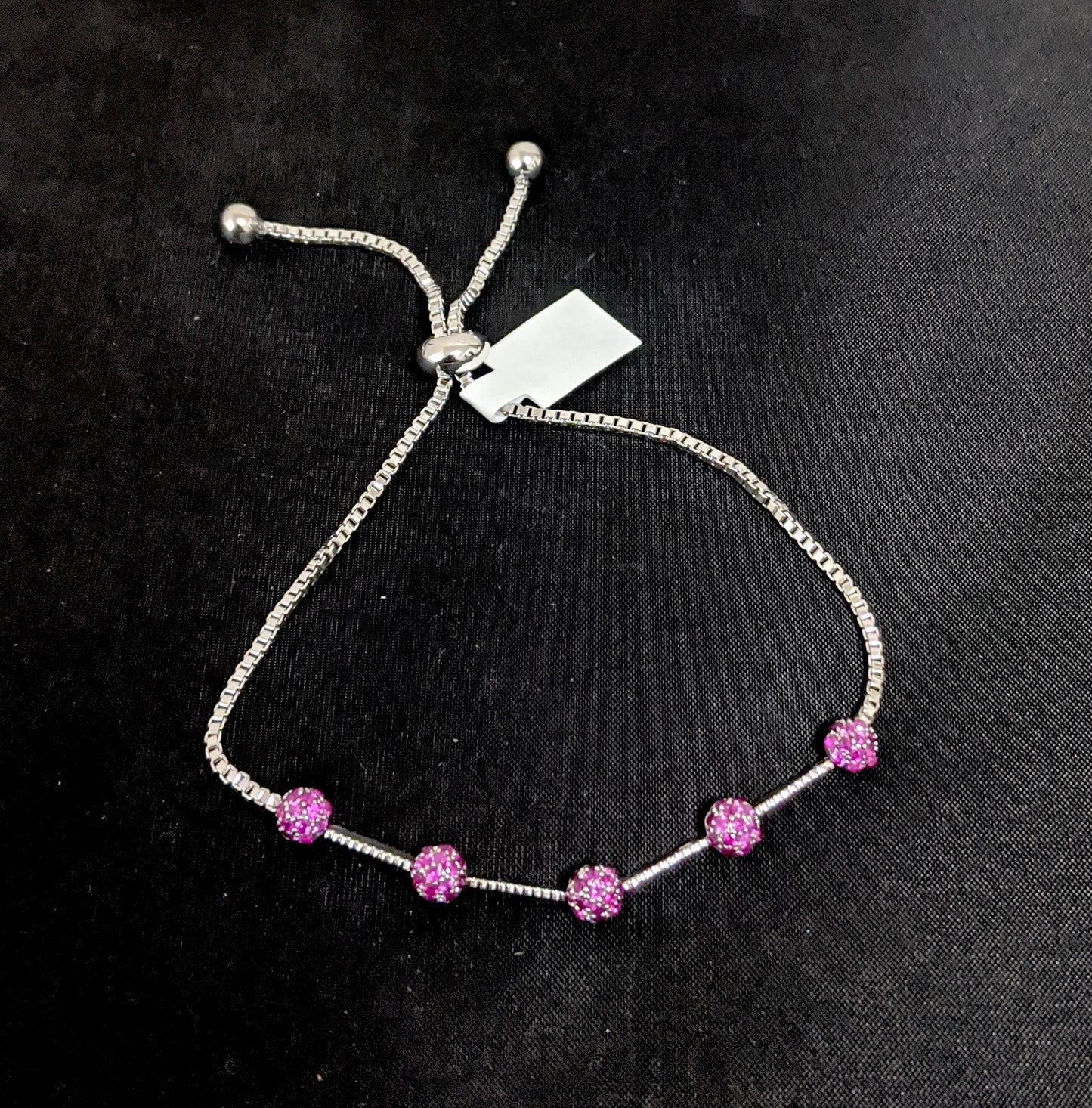 Ball design Platinum finish CZ stone Adjustable Bracelet - Simpliful