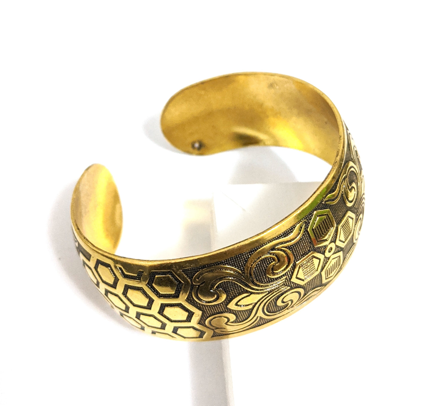 Antique gold finish oxidized broad kada - Design 2 - Simpliful