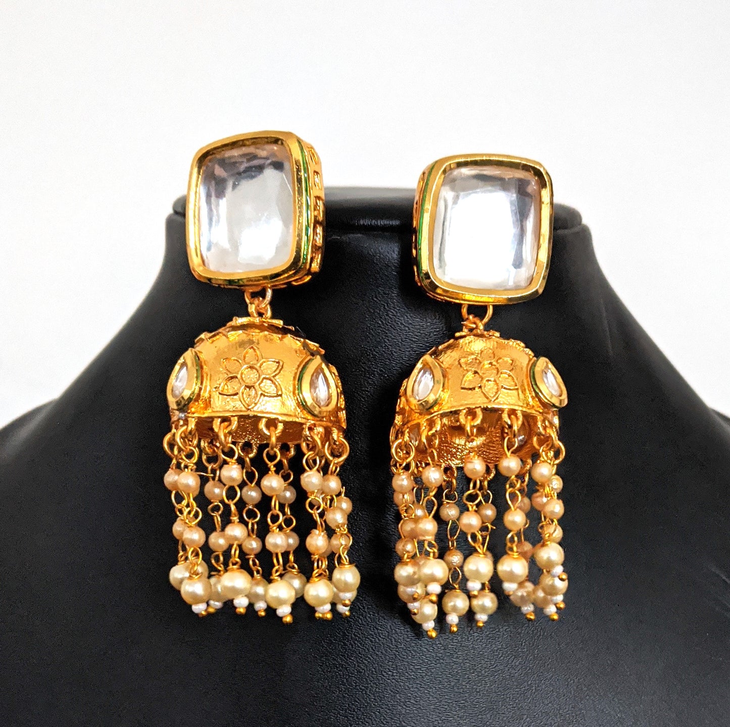 Heavy Bridal Set - Genuine kundan grandeur bridal necklaces and earring set with Maang Tikka - Simpliful