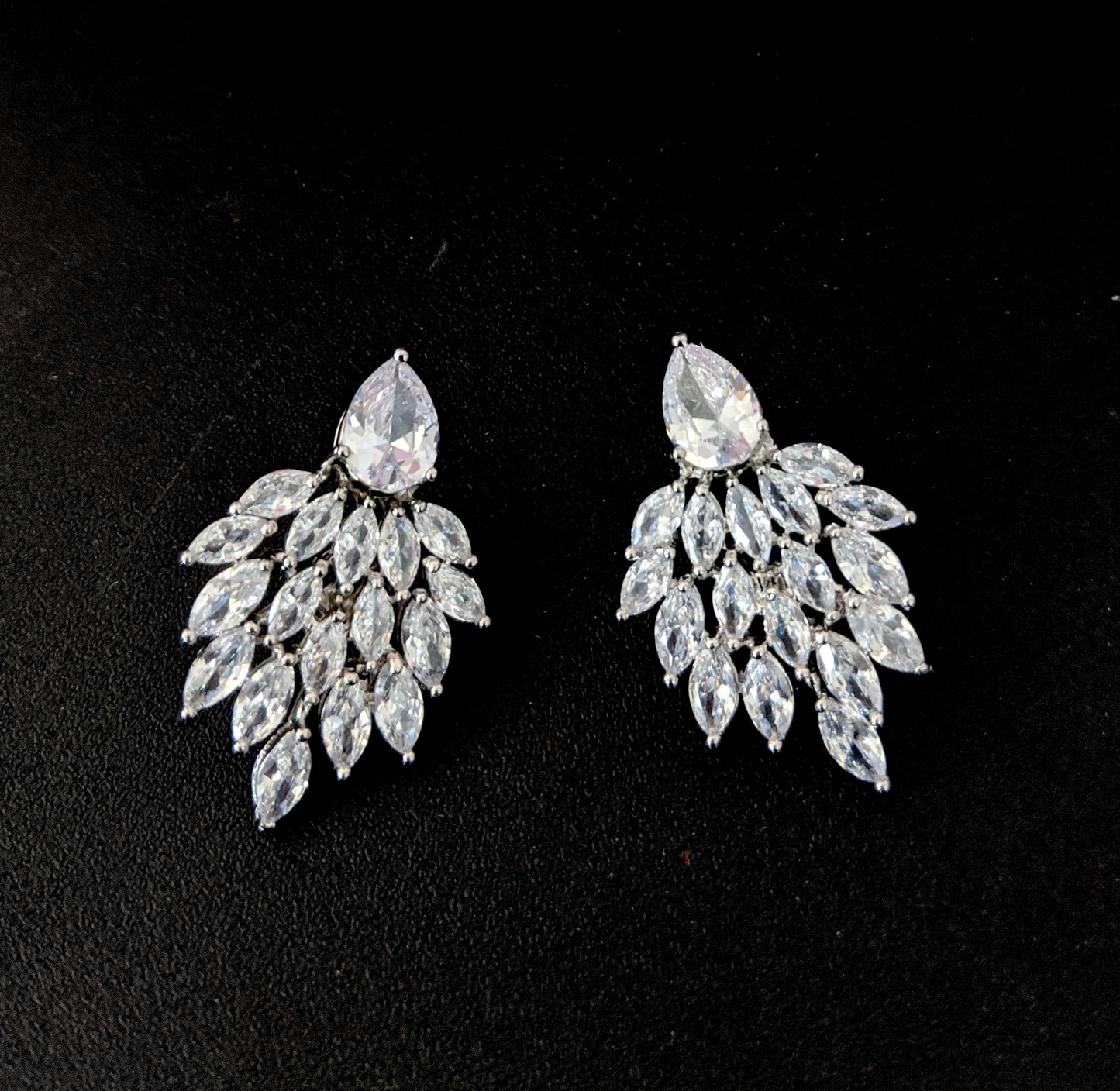 Statement feather design stud CZ Earrings - Simpliful