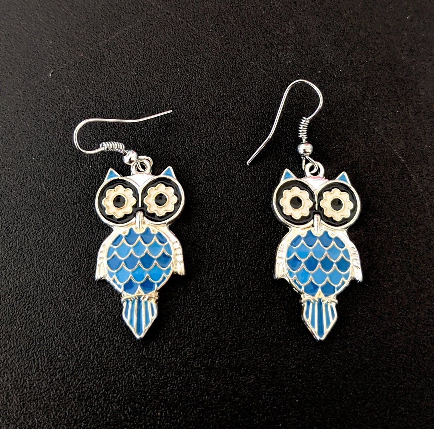 Owl design enamel work hook drop earring - Simpliful