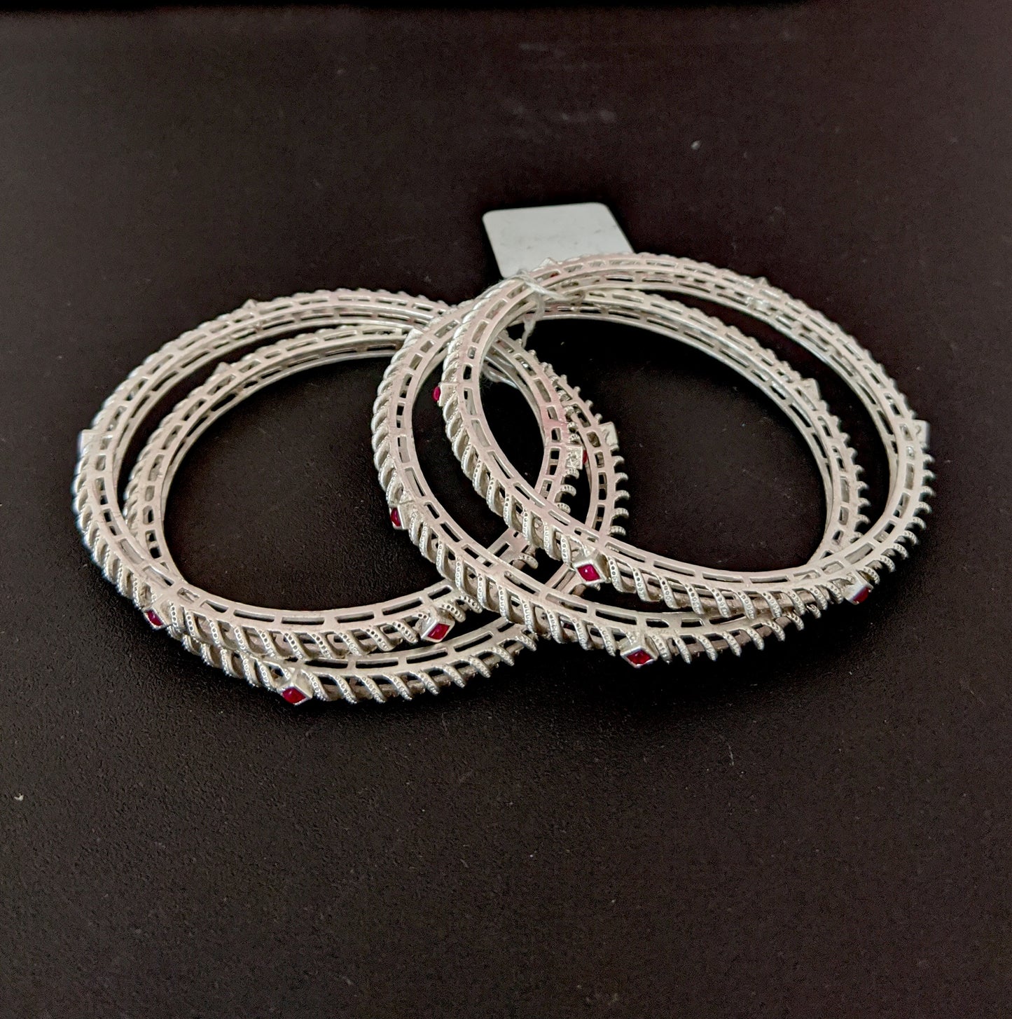 Silver matte finish Oxidized spiral bangles