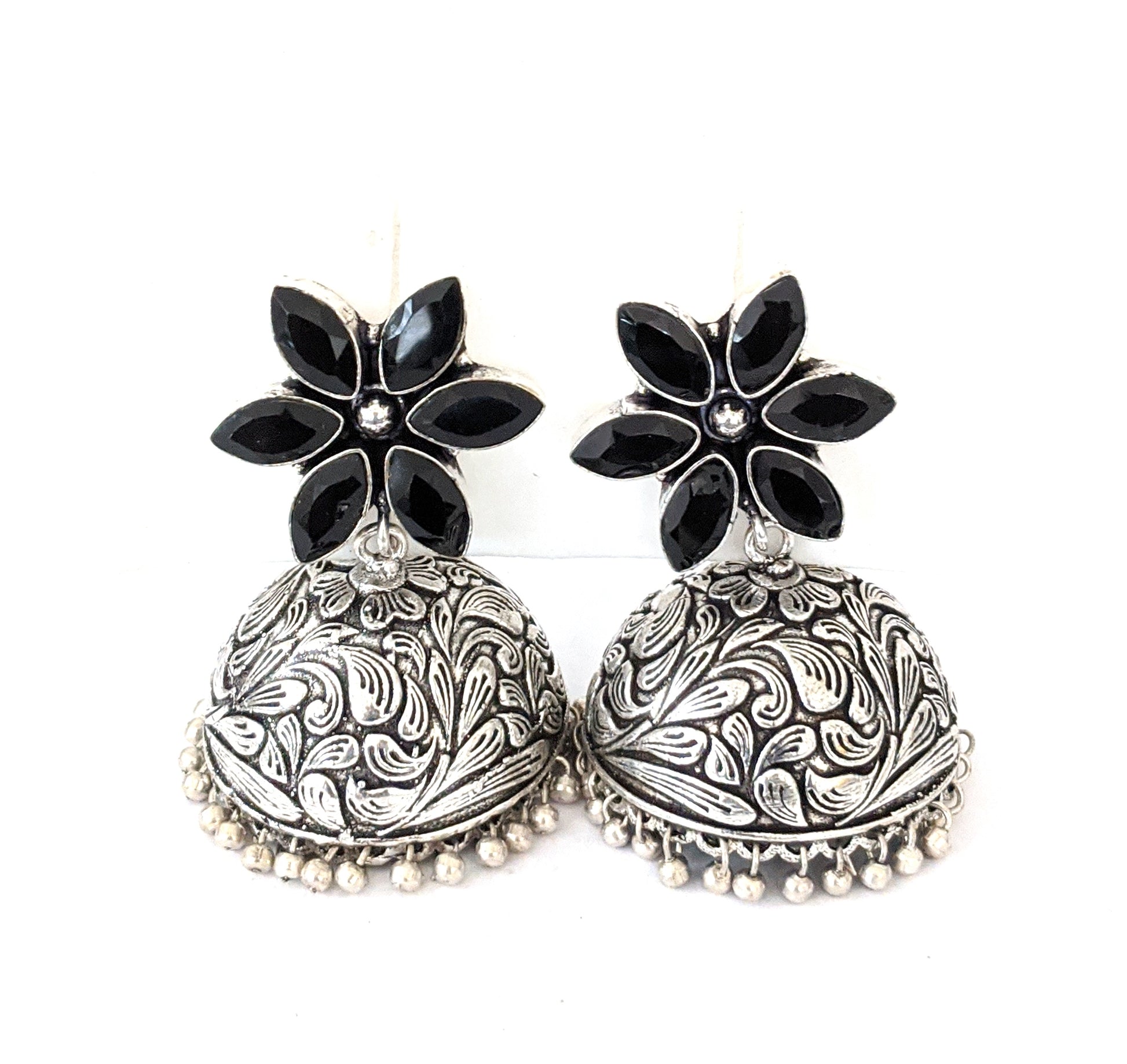 Large Star stud with polki stone Oxidized Large Jhumka Earring - Simpliful
