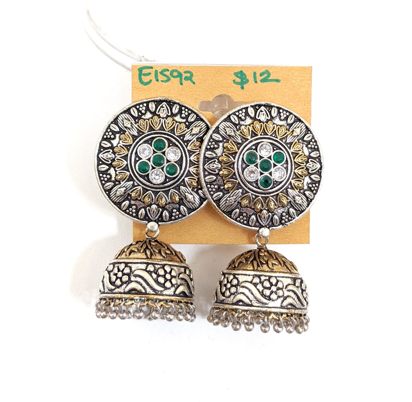 Dual tone Large Stud Medium Jhumka earrings
