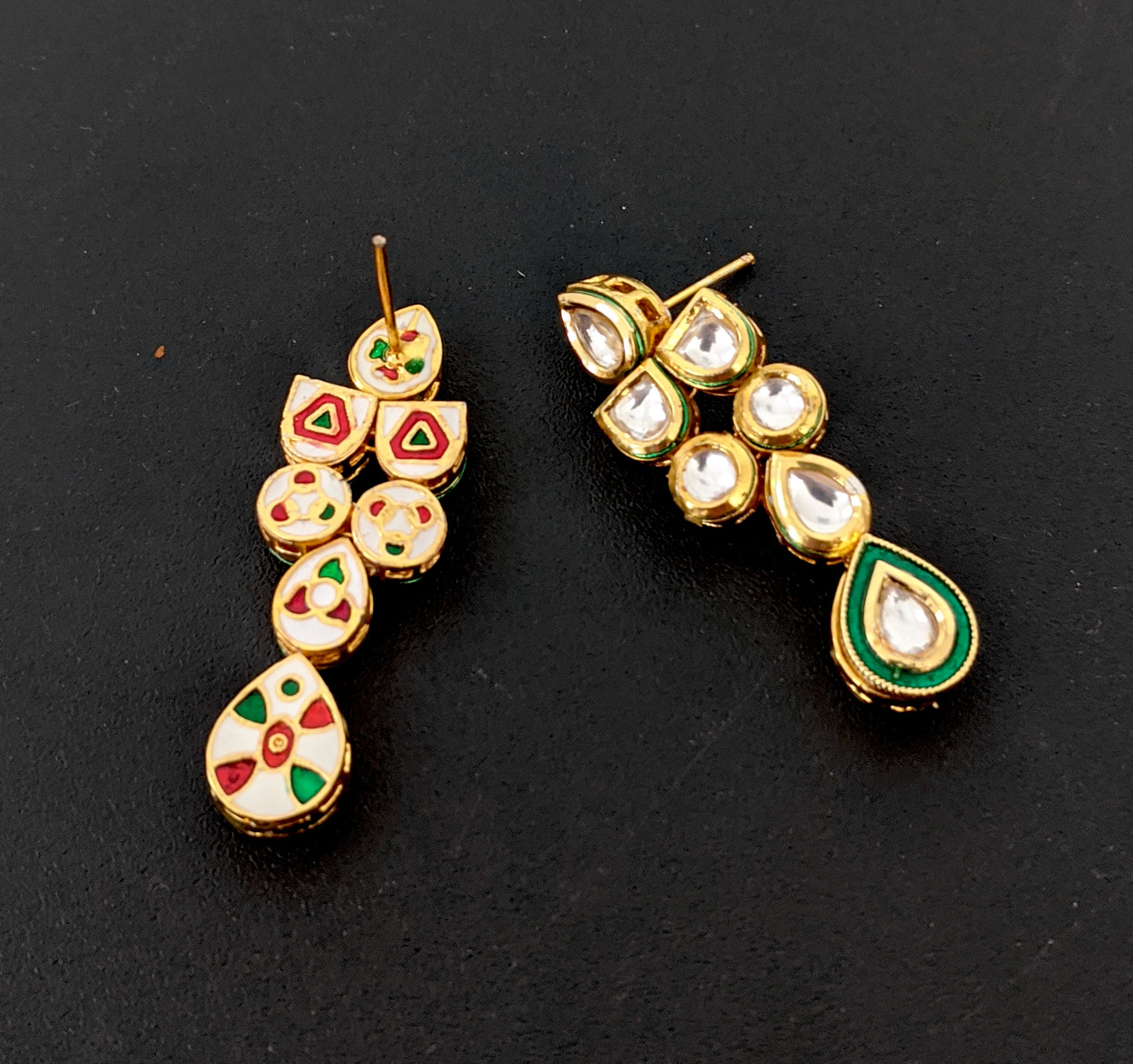 Geometric shape linked Kundan Earring - Simpliful