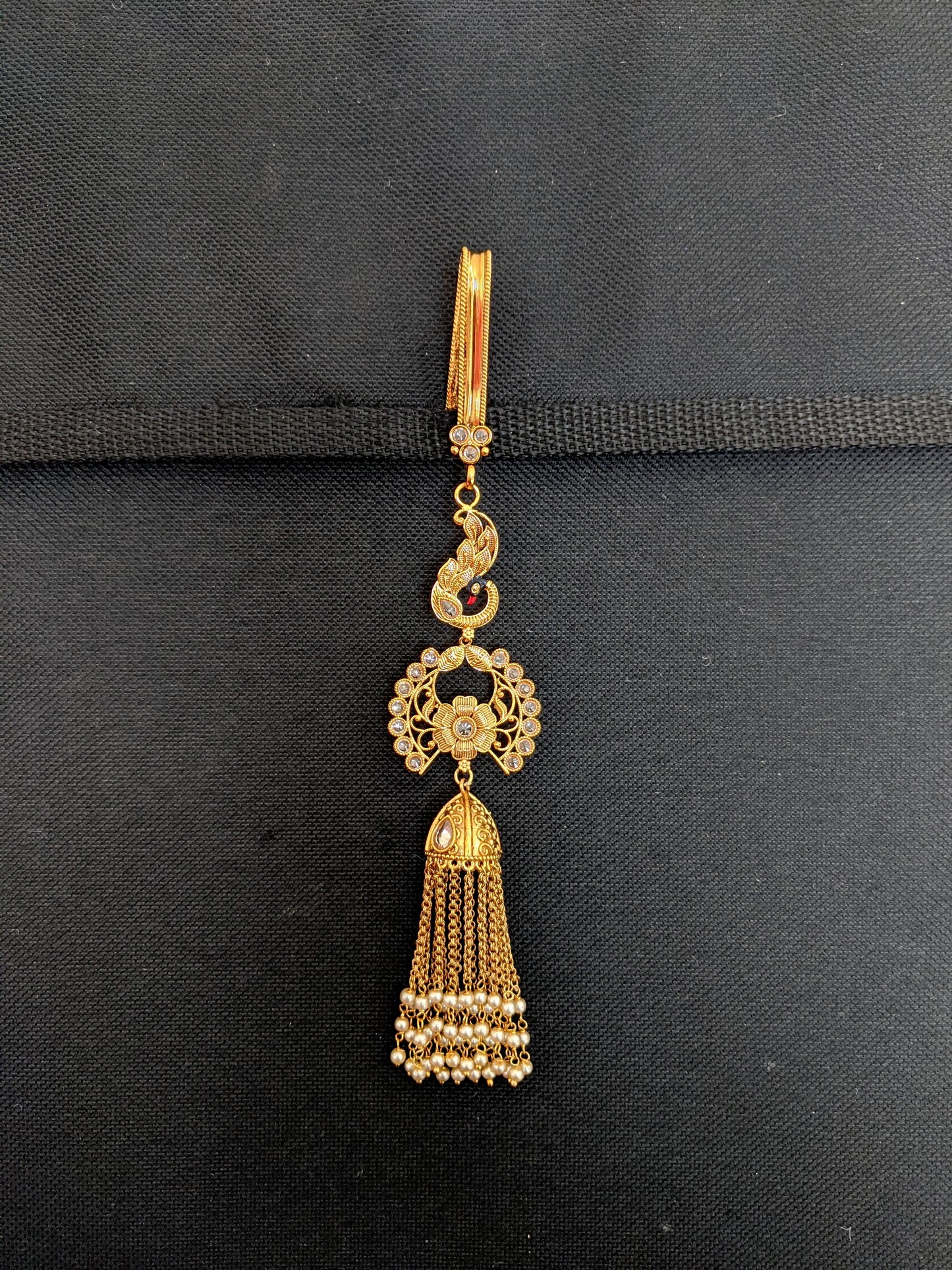 Peacock Traditional Hip Clip / Juda / Antique Gold Jewelry / Jhumka dangle Hip Accessory