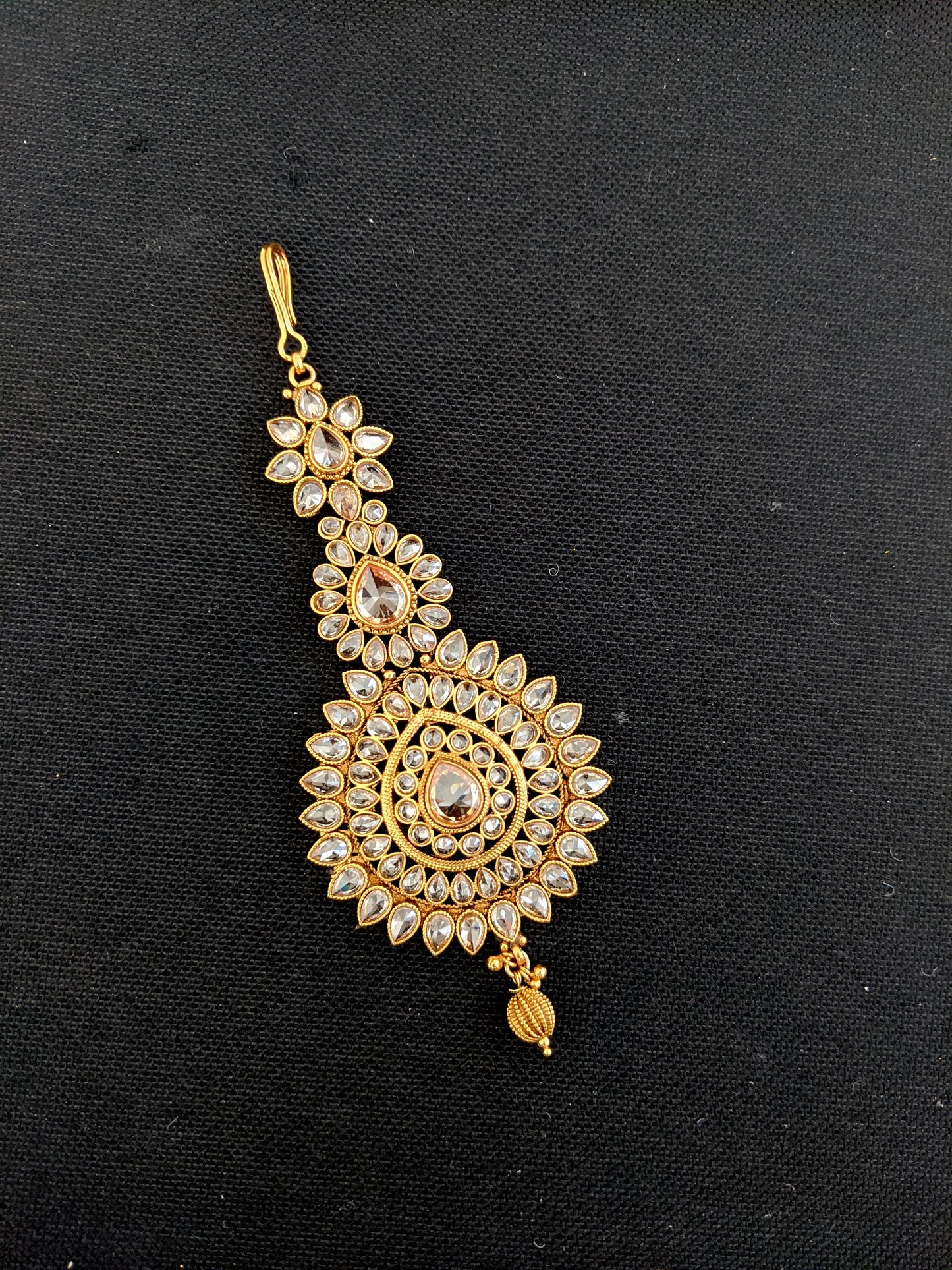 Gold plated Polki stone Pasa Maang Tikka - Design 3