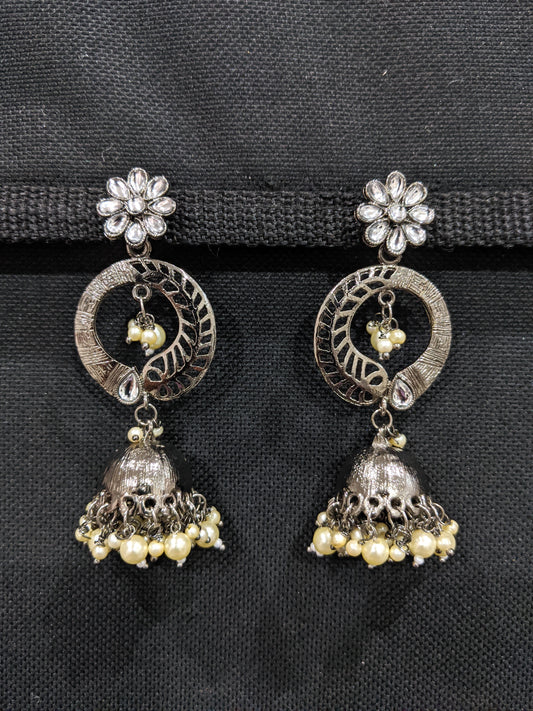 Black plating Dangle Jhumka Earrings