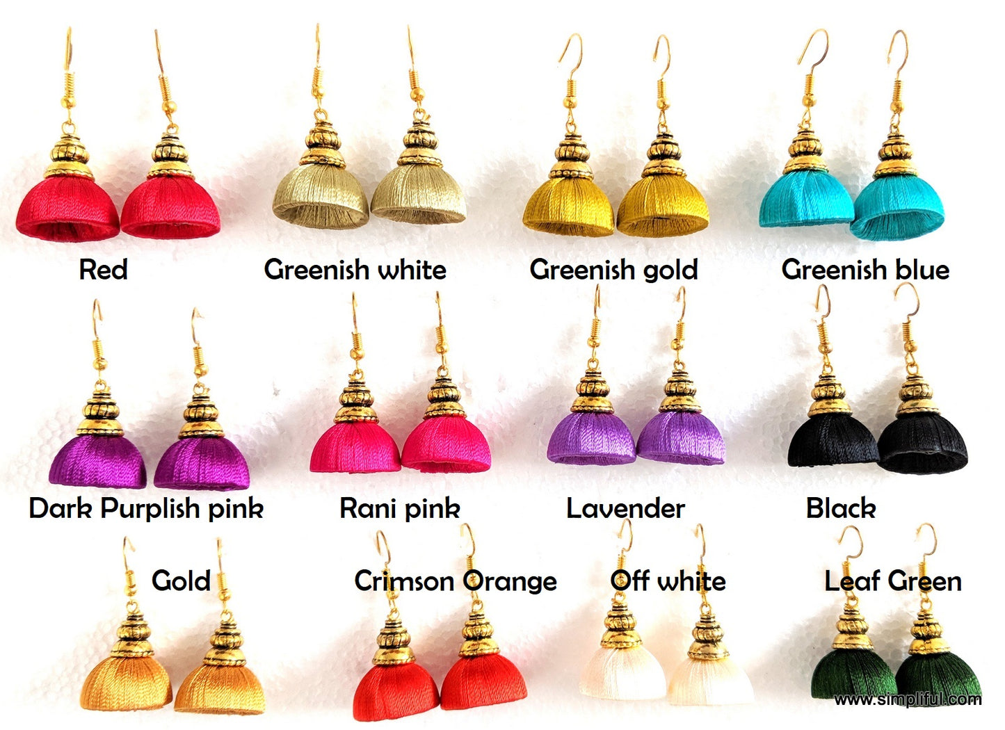 Silk Thread Kalasam Gold cap small Jhumka Hook Drop Earring - Simpliful
