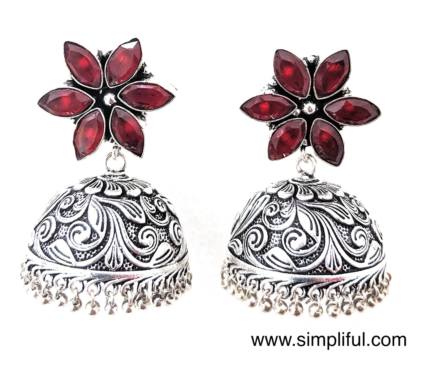 Large Star stud with polki stone Oxidized Large Jhumka Earring - Simpliful