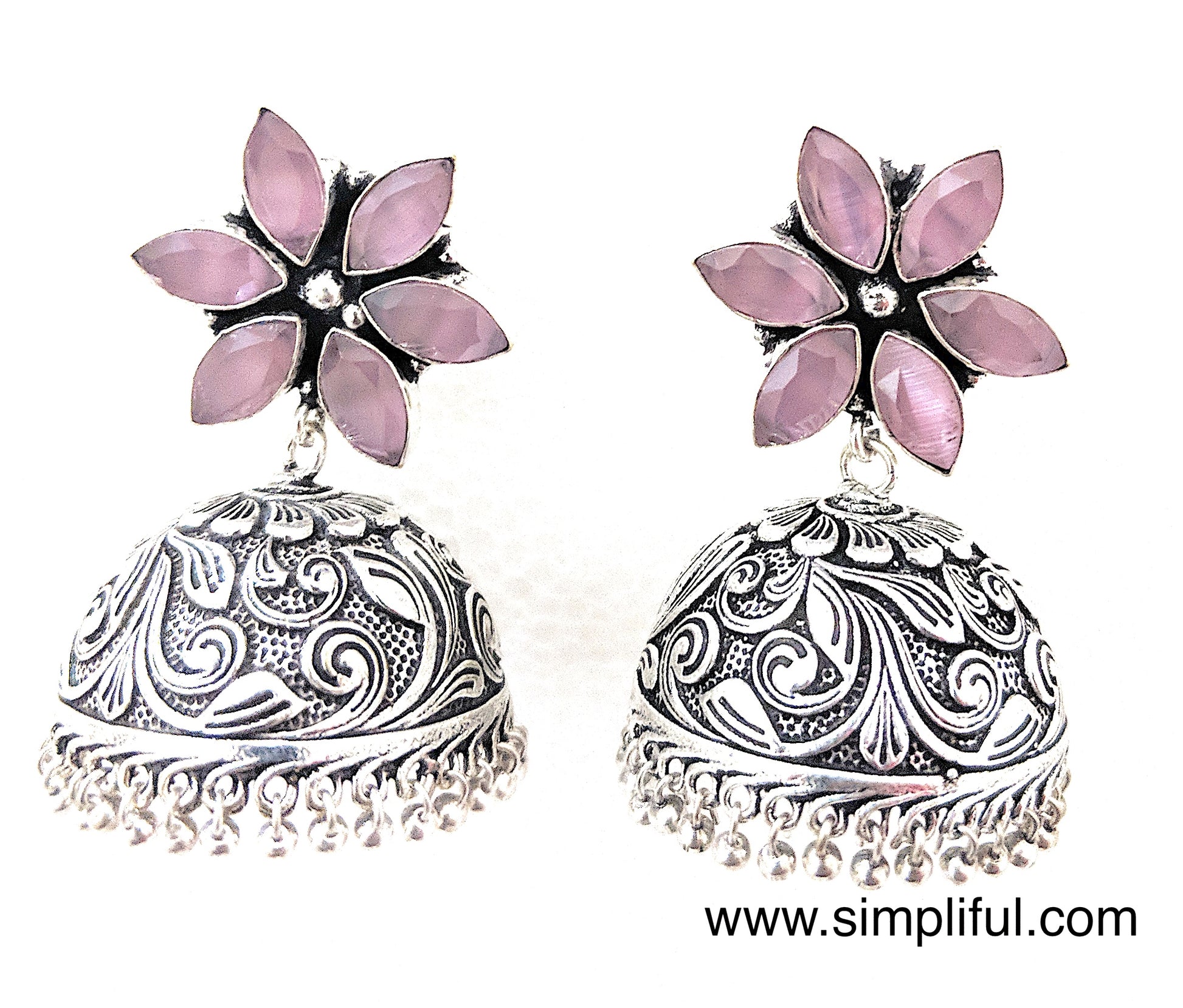 Large Star stud with polki stone Oxidized Large Jhumka Earring - Simpliful
