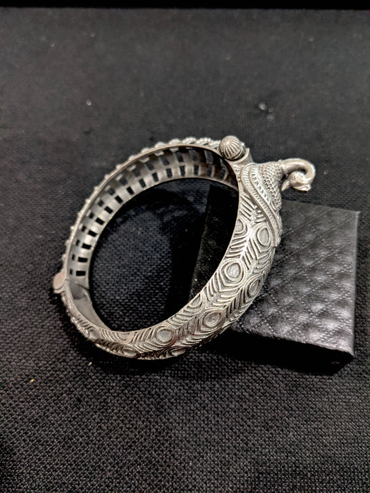 Silver look alike peacock designer bangle kada