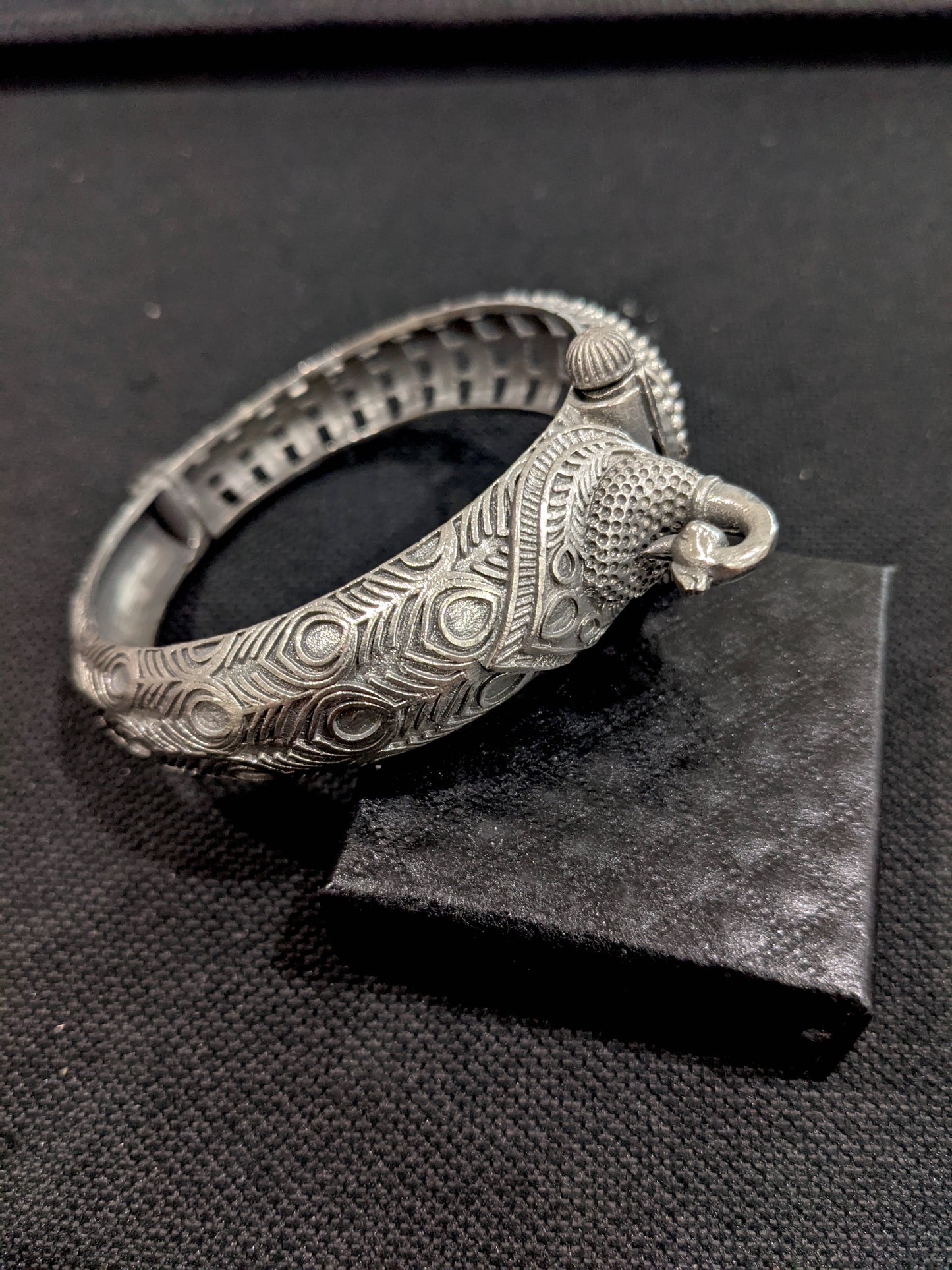 Silver look alike peacock designer bangle kada