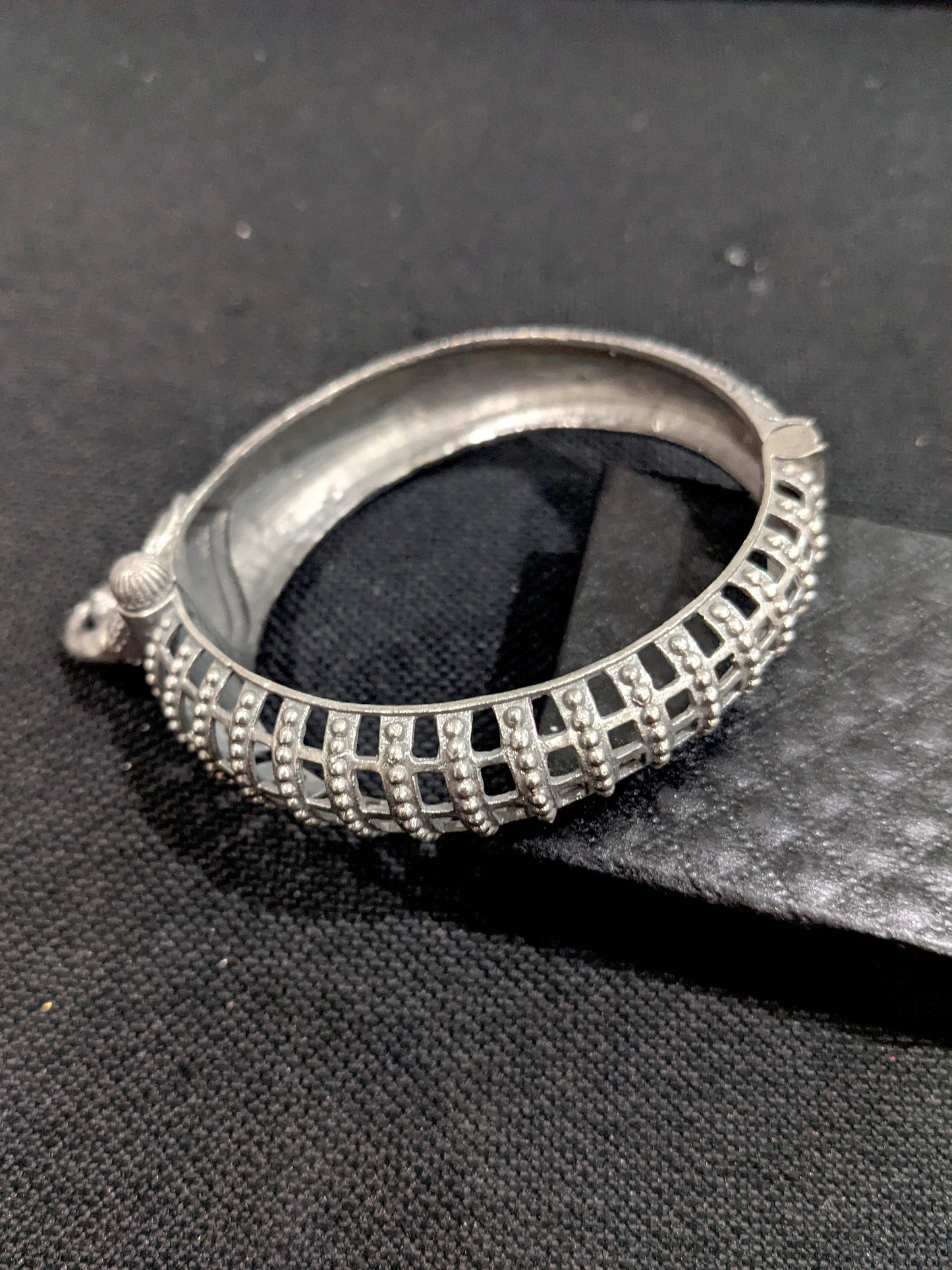 Silver look alike peacock designer bangle kada