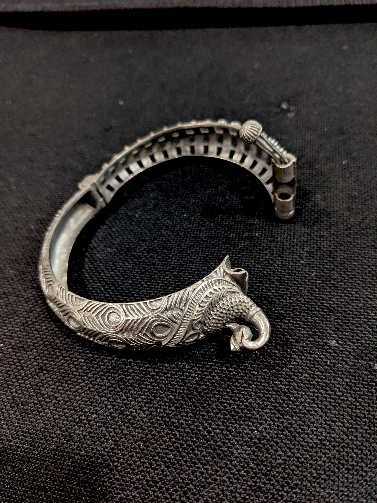 Silver look alike peacock designer bangle kada