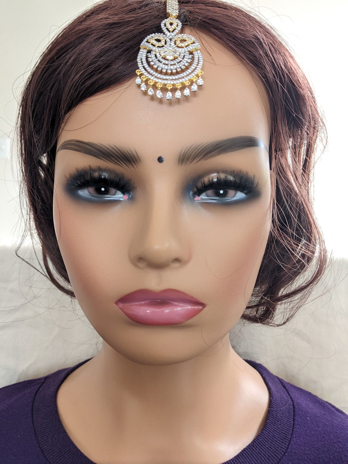 3 Mango Chandbali CZ stone Maang Tikka