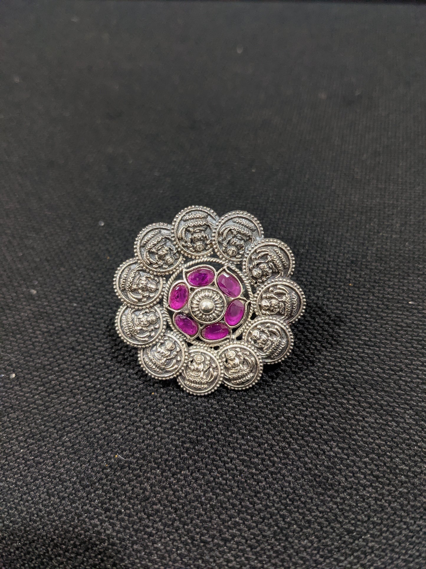German silver Goddess Lakshmi Adjustable Finger rings - Simpliful