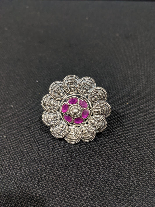 German silver Goddess Lakshmi Adjustable Finger rings - Simpliful