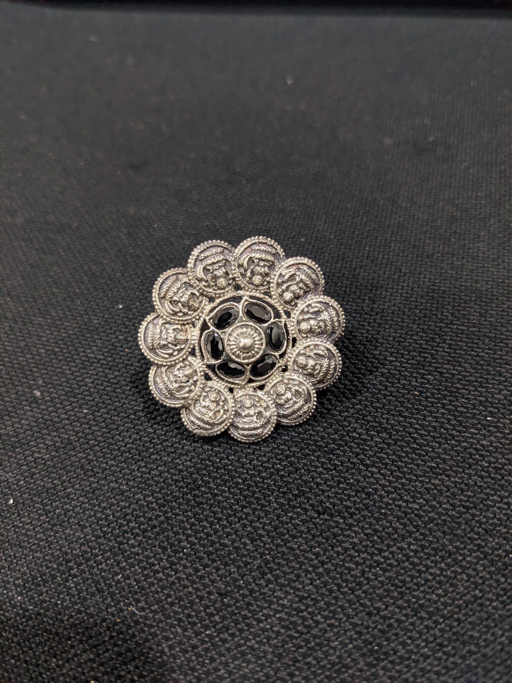 German silver Goddess Lakshmi Adjustable Finger rings - Simpliful