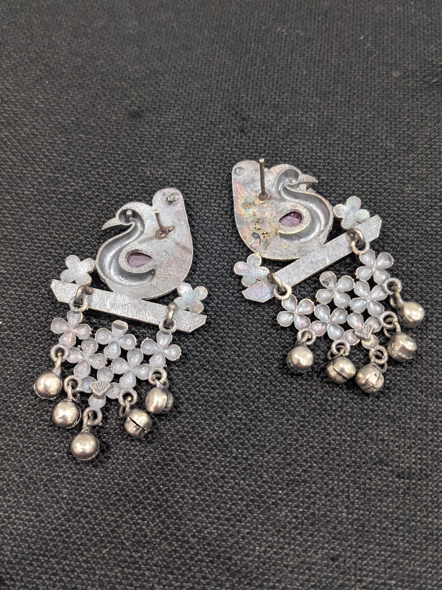 Bollywood style ghunghru bead hanging Peacock earrings