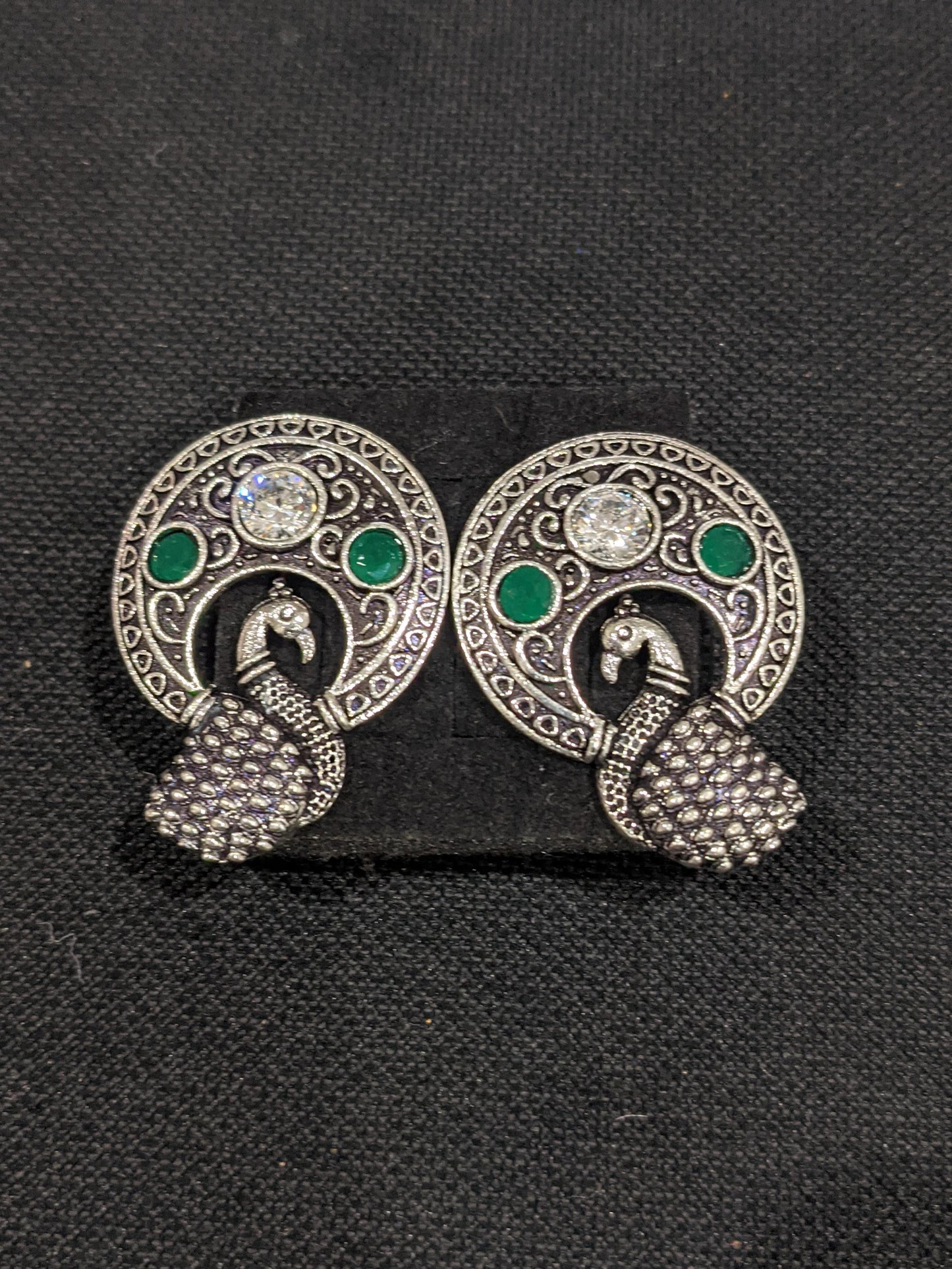 Oxidized Peacock large stud earrings - Simpliful