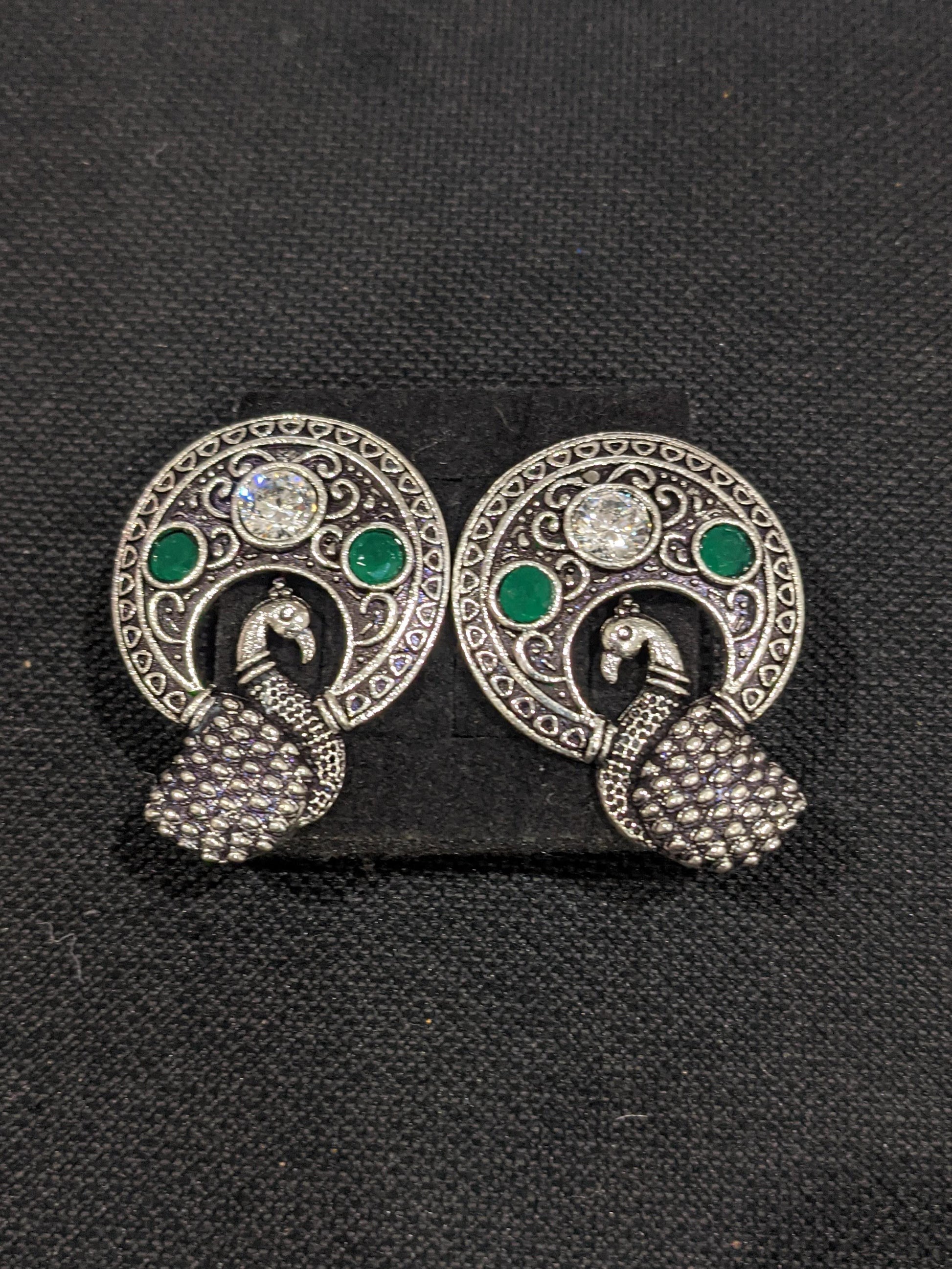 Oxidized Peacock large stud earrings - Simpliful