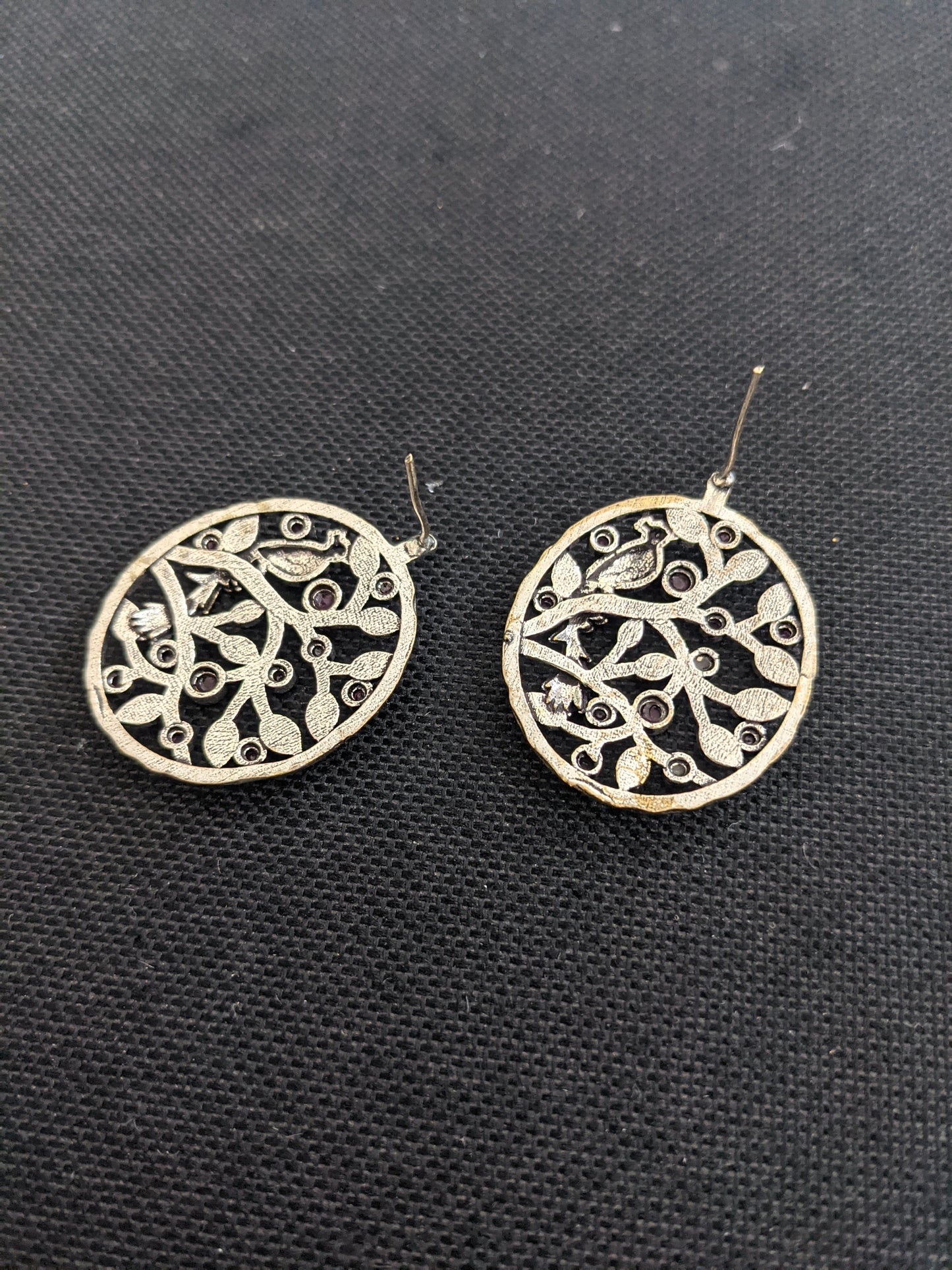 Dual tone Peacock in tree design large stud earring - Simpliful