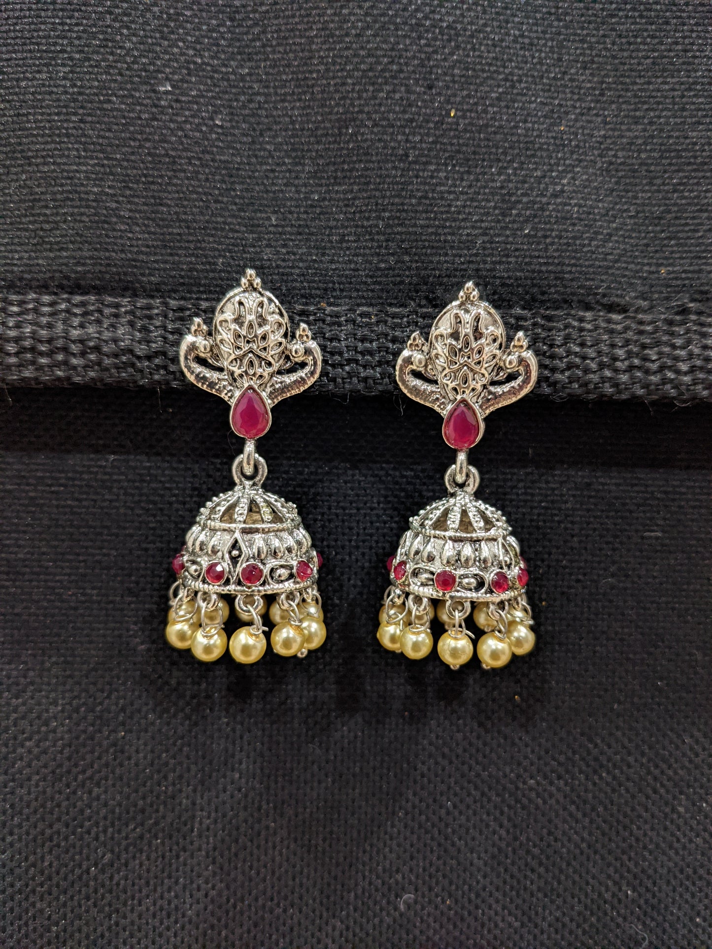 Polki stone Silver Rhodium plated Jhumka Earrings - 3 designs