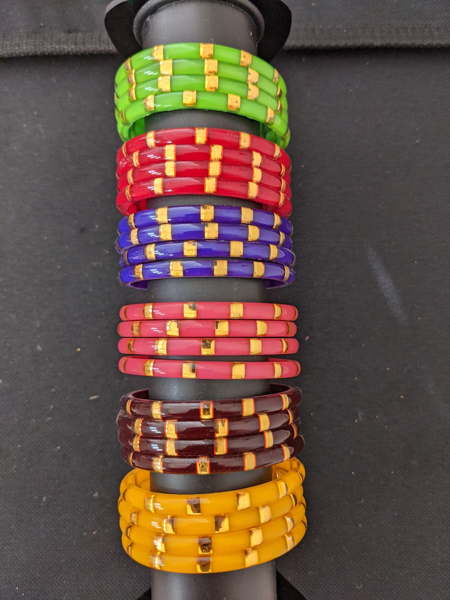 Toddler / Kids Shiny Plastic Bangles with gold line - Set of 4